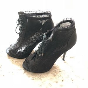 Black lace Baker heels